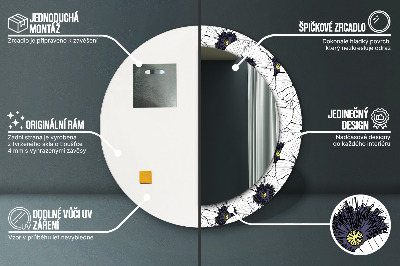Miroir rond avec décoration Composition florale linéaire