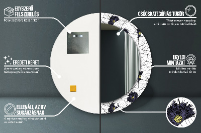 Miroir rond avec décoration Composition florale linéaire