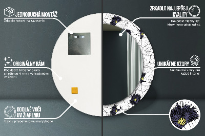 Miroir rond avec décoration Composition florale linéaire