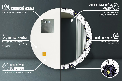 Miroir rond avec décoration Composition florale linéaire