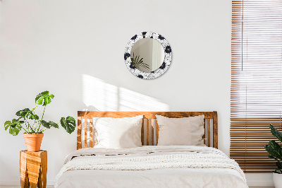 Miroir rond avec décoration Composition florale linéaire