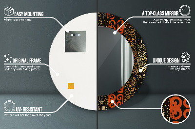 Miroir rond avec décoration Motif abstrait grunge