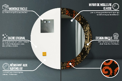 Miroir rond avec décoration Motif abstrait grunge