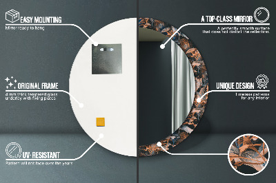 Miroir rond imprimé Feuilles tropicales foncées
