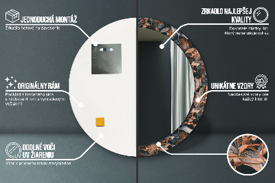Miroir rond imprimé Feuilles tropicales foncées