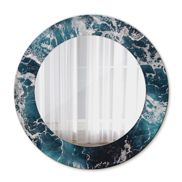 Miroir rond avec décoration Mer agitée