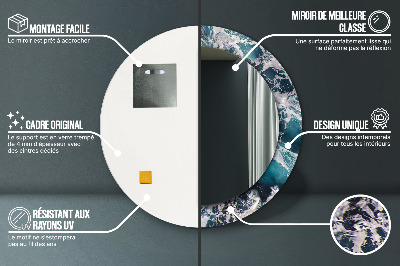 Miroir rond avec décoration Mer agitée