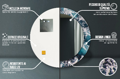 Miroir rond avec décoration Mer agitée