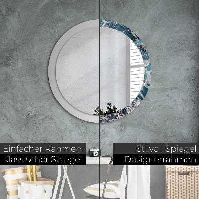 Miroir rond avec décoration Mer agitée