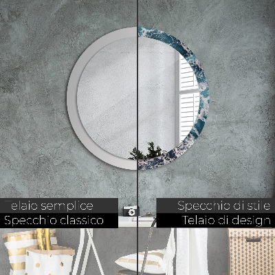 Miroir rond avec décoration Mer agitée