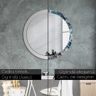 Miroir rond avec décoration Mer agitée
