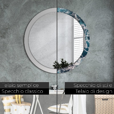 Miroir rond avec décoration Mer agitée