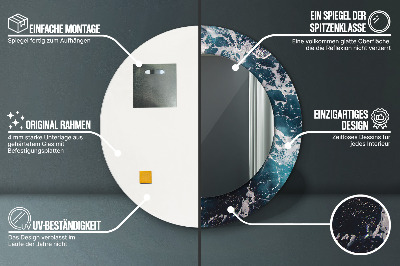 Miroir rond avec décoration Mer agitée
