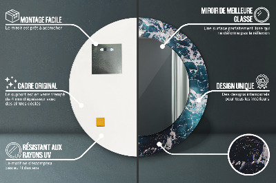 Miroir rond avec décoration Mer agitée