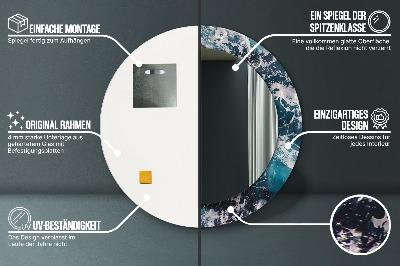 Miroir rond avec décoration Mer agitée