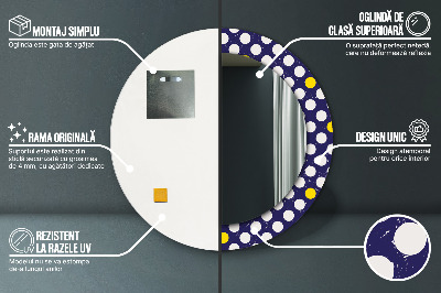 Miroir rond imprimé Pois rétro