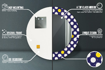 Miroir rond imprimé Pois rétro