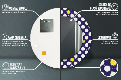 Miroir rond imprimé Pois rétro