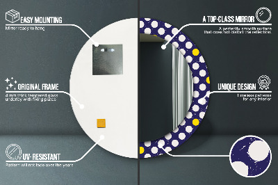 Miroir rond imprimé Pois rétro