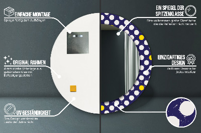 Miroir rond imprimé Pois rétro
