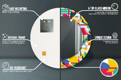 Miroir rond avec décoration Oiseaux tropicaux géométriques