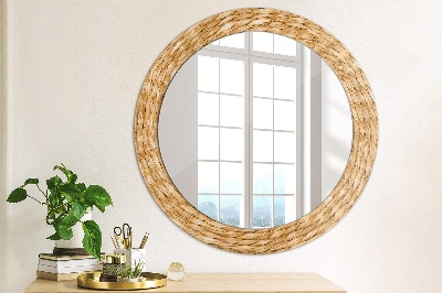 Miroir rond imprimé Texture de roseau