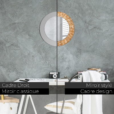 Miroir rond imprimé Texture de roseau