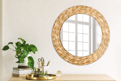 Miroir rond imprimé Texture de roseau