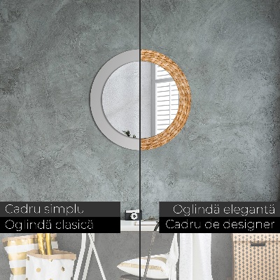 Miroir rond imprimé Texture de roseau