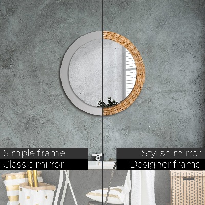 Miroir rond imprimé Texture de roseau