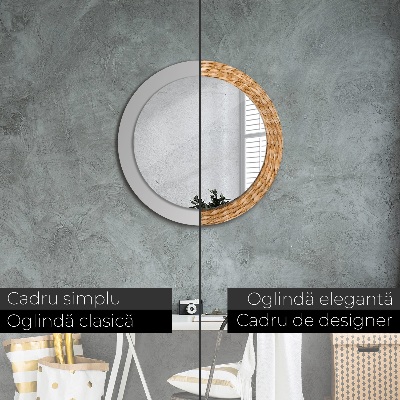 Miroir rond imprimé Texture de roseau