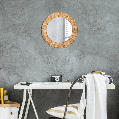 Miroir rond imprimé Texture de roseau