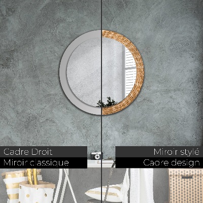 Miroir rond imprimé Texture de roseau
