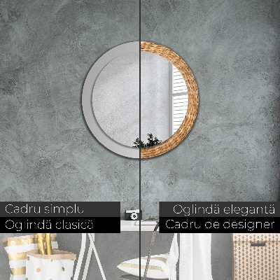 Miroir rond imprimé Texture de roseau