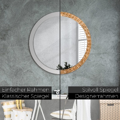 Miroir rond imprimé Texture de roseau