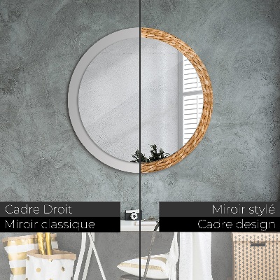 Miroir rond imprimé Texture de roseau