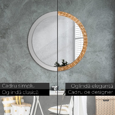 Miroir rond imprimé Texture de roseau