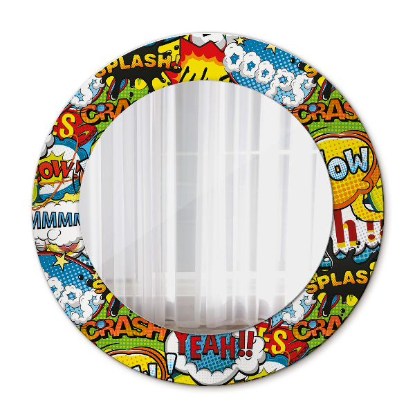 Miroir rond avec décoration Modèle de style bande dessinée