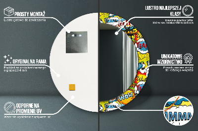 Miroir rond avec décoration Modèle de style bande dessinée