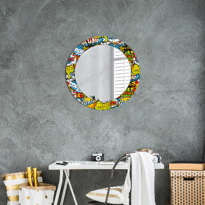 Miroir rond avec décoration Modèle de style bande dessinée