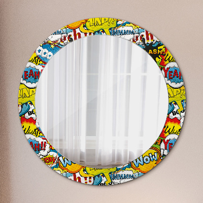 Miroir rond avec décoration Modèle de style bande dessinée
