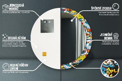 Miroir rond avec décoration Modèle de style bande dessinée