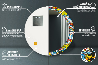 Miroir rond avec décoration Modèle de style bande dessinée