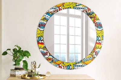 Miroir rond avec décoration Modèle de style bande dessinée