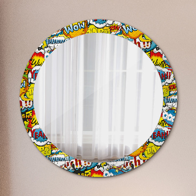 Miroir rond avec décoration Modèle de style bande dessinée