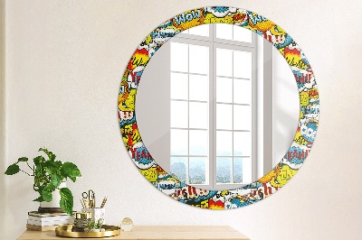 Miroir rond avec décoration Modèle de style bande dessinée