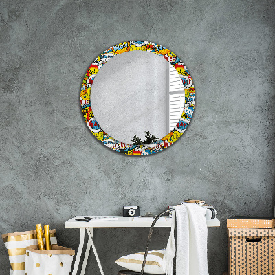Miroir rond avec décoration Modèle de style bande dessinée