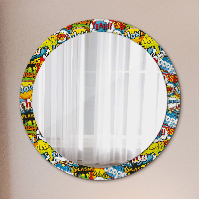 Miroir rond avec décoration Modèle de style bande dessinée