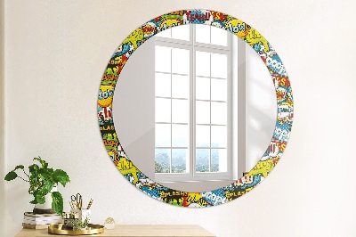 Miroir rond avec décoration Modèle de style bande dessinée