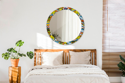 Miroir rond avec décoration Modèle de style bande dessinée